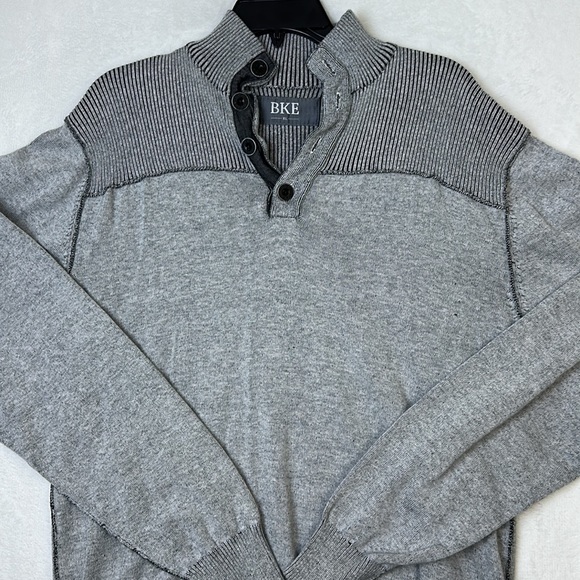 BKE Men’s Distressed Casual Sweater Gray Black Size XL - Picture 2 of 12